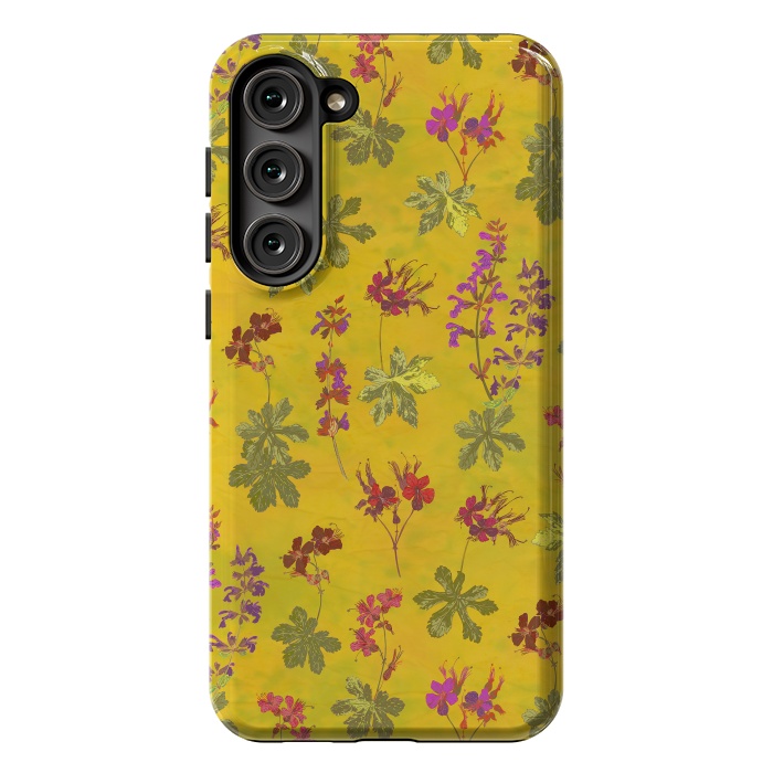 Galaxy S23 Plus StrongFit Cottage Garden Floral Yellow by Lotti Brown