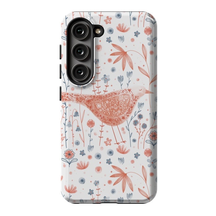 Galaxy S23 StrongFit Apricot Bird by Nic Squirrell