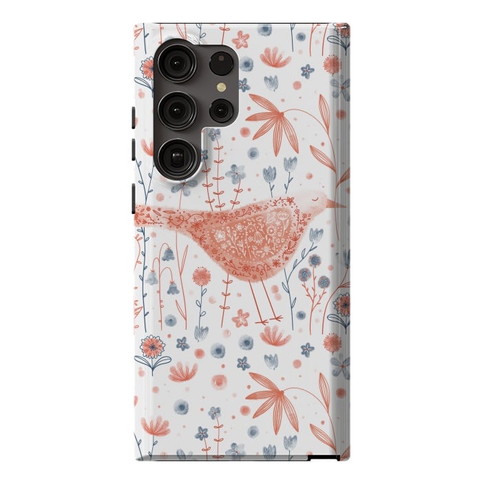 Galaxy S23 Ultra StrongFit Apricot Bird by Nic Squirrell