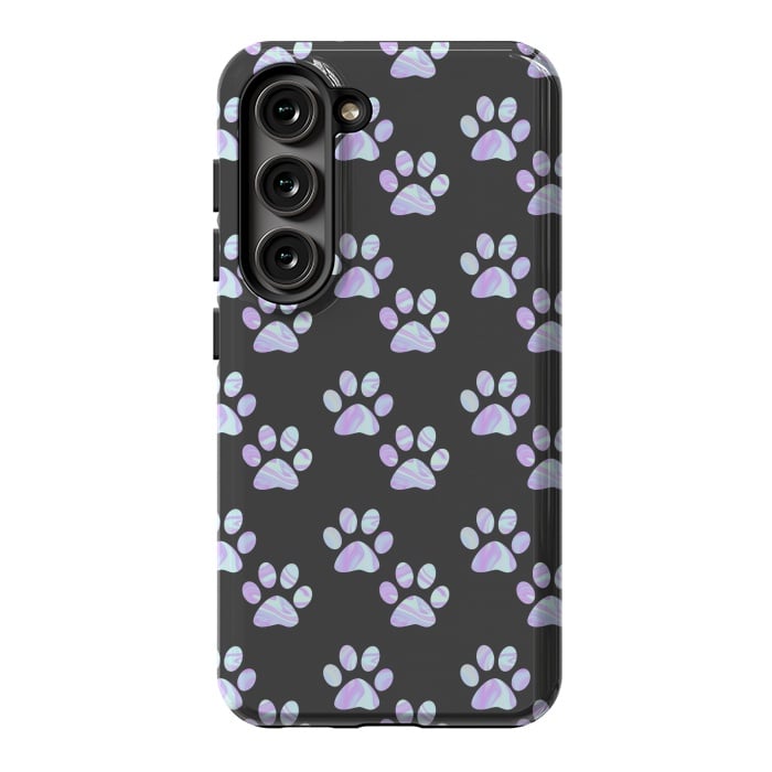 Galaxy S23 StrongFit Pastel Paw Prints Pattern by Julie Erin Designs