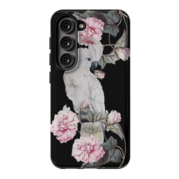 Galaxy S23 StrongFit Nostalgic White Cockatoo With Pink Flowers by  Utart