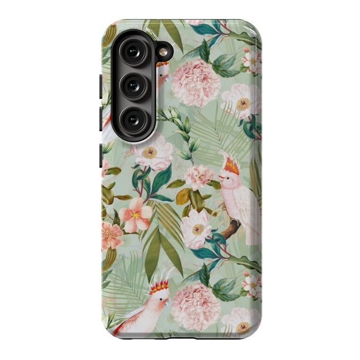 Galaxy S23 StrongFit Vintage Cockatoos Flowers Jungle by  Utart