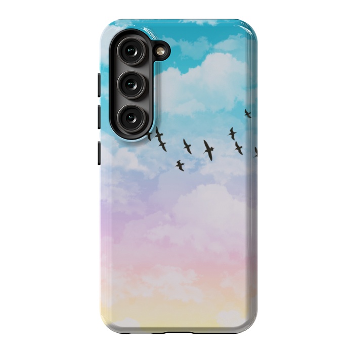 Galaxy S23 StrongFit Pastel Clouds with Birds by Julie Erin Designs