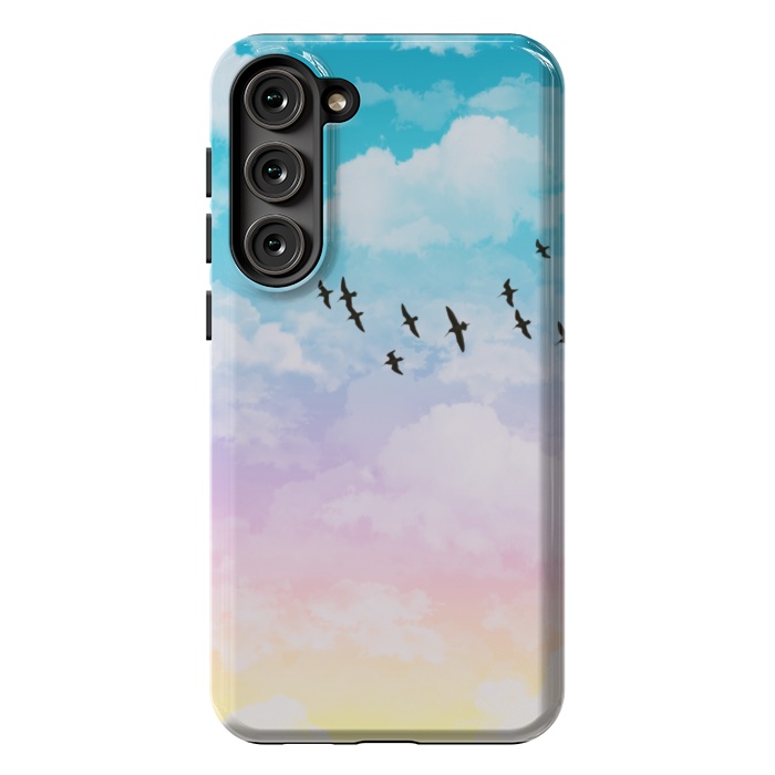 Galaxy S23 Plus StrongFit Pastel Clouds with Birds by Julie Erin Designs