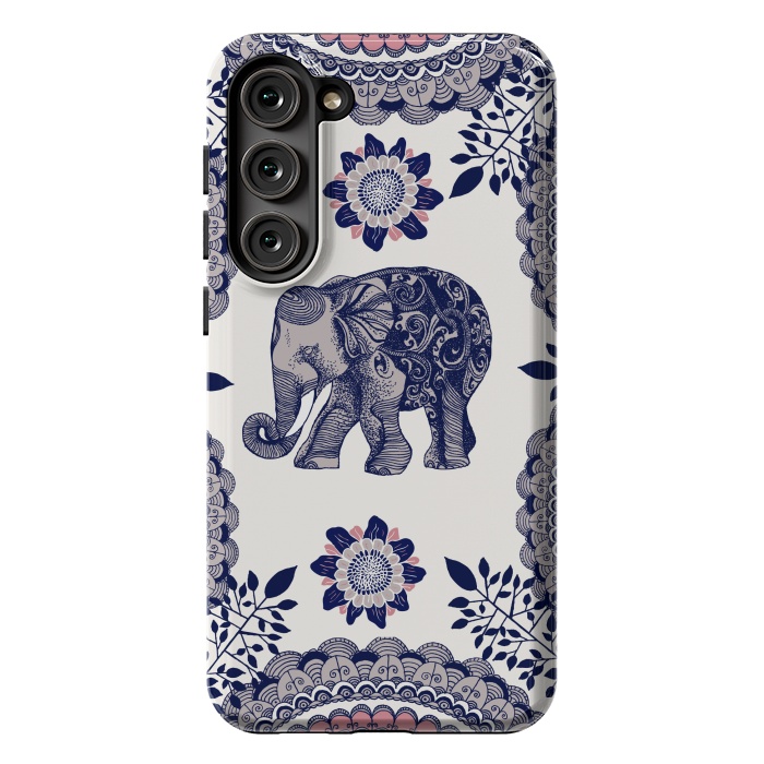 Galaxy S23 Plus StrongFit Floral Elephant by Rose Halsey