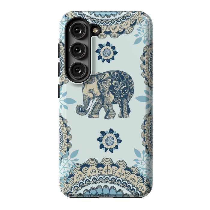 Galaxy S23 StrongFit Elephant Blue by Rose Halsey