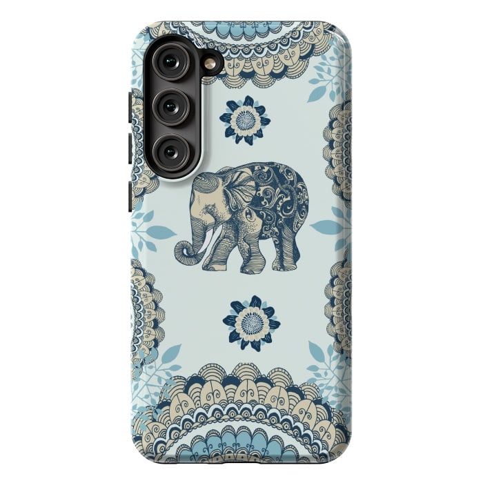 Galaxy S23 Plus StrongFit Elephant Blue by Rose Halsey