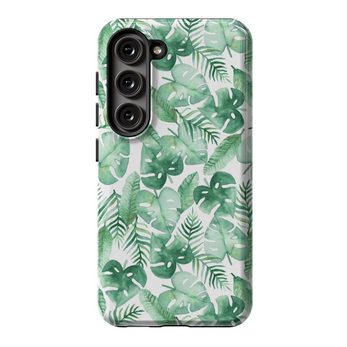 Galaxy S23 StrongFit Tropical Jungle on White by Tangerine-Tane