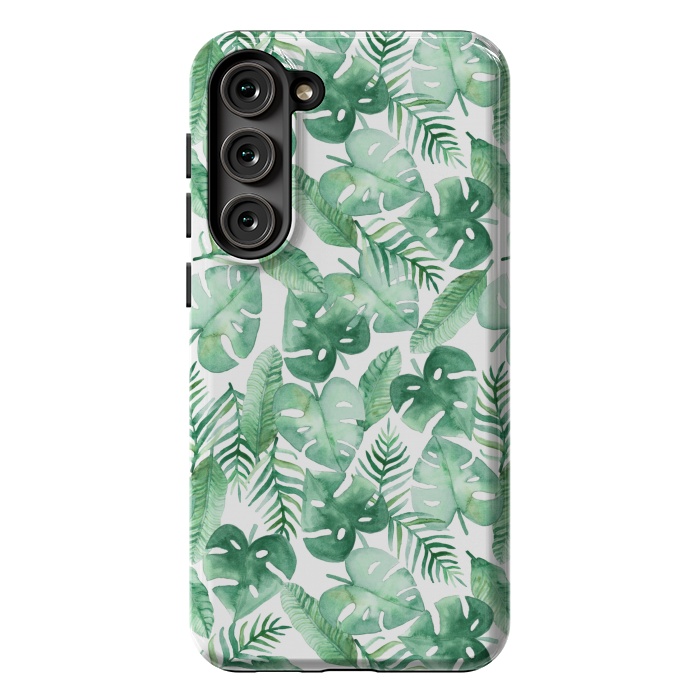 Galaxy S23 Plus StrongFit Tropical Jungle on White by Tangerine-Tane