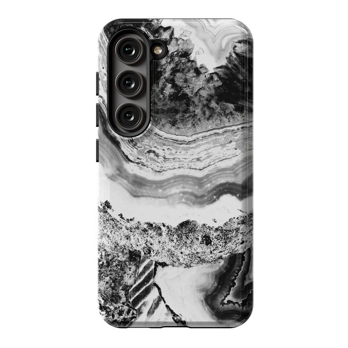 Galaxy S23 StrongFit Black and white geode marble art by Oana 
