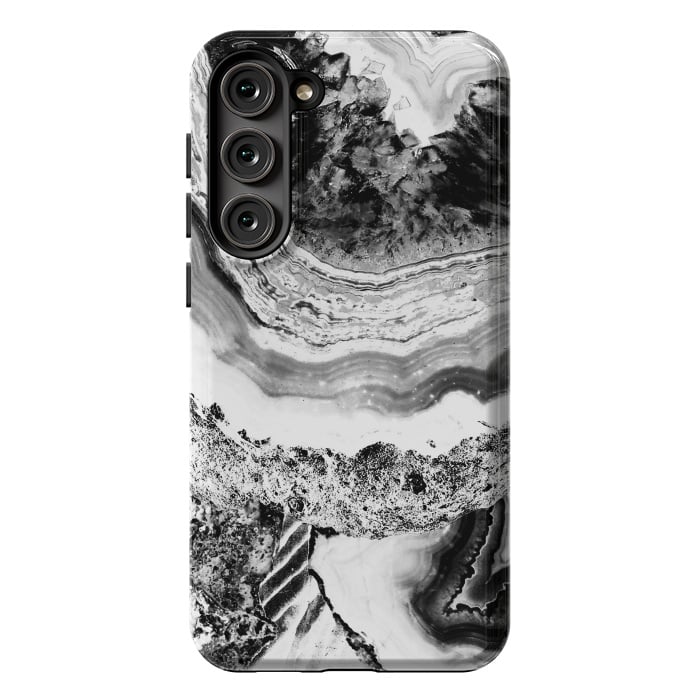 Galaxy S23 Plus StrongFit Black and white geode marble art by Oana 