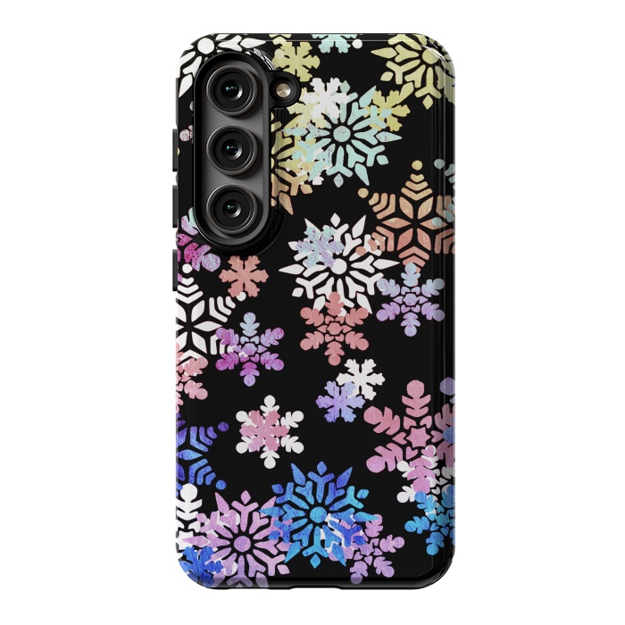 Galaxy S23 StrongFit Rainbow colourful snowflakes Christmas pattern by Oana 