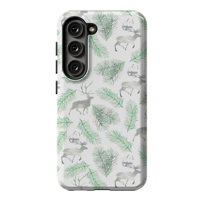 Galaxy S23 StrongFit Deer and pine branches by Julia Badeeva