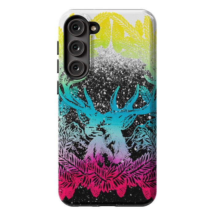 Galaxy S23 Plus StrongFit Gradient reindeer and pine leaves illustration by Oana 