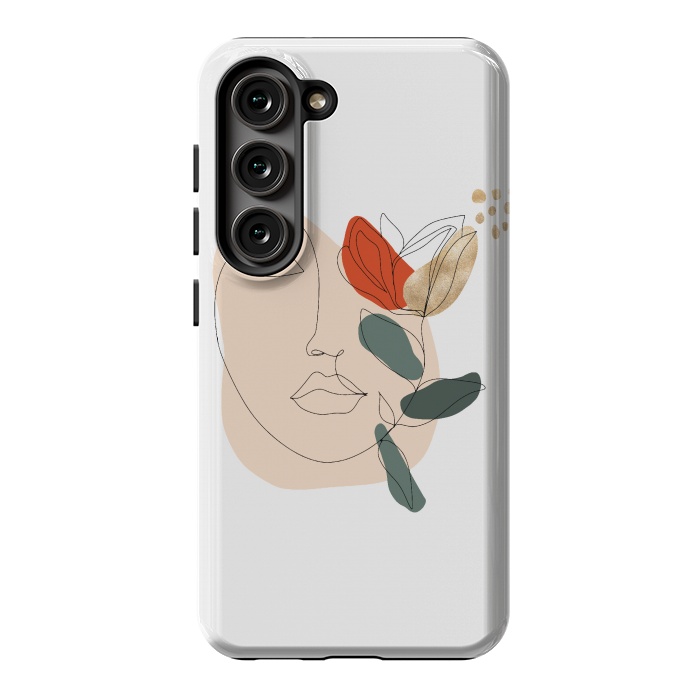 Galaxy S23 StrongFit Lineart Face Floral  by DaDo ART
