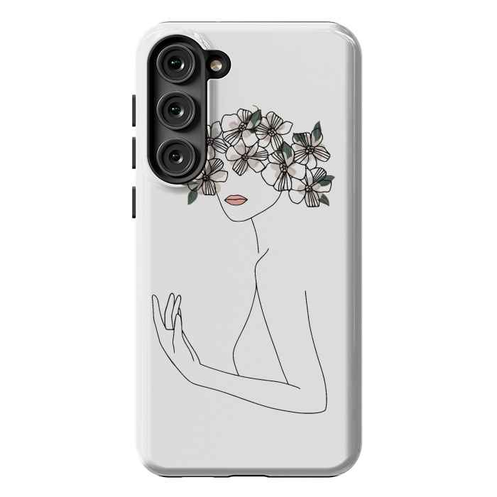 Galaxy S23 Plus StrongFit Lineart - Nymph Girl Floral by DaDo ART