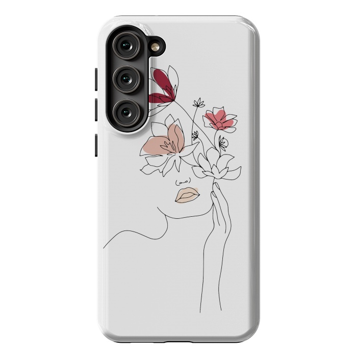 Galaxy S23 Plus StrongFit Lineart Girl Flowers by DaDo ART