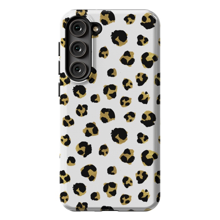 Galaxy S23 Plus StrongFit Leopard. Black and gold by Julia Badeeva