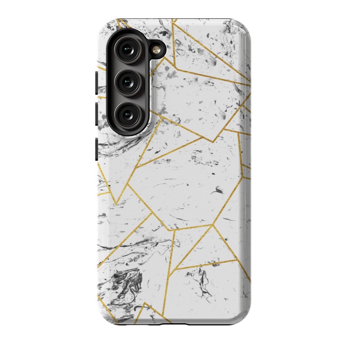 Galaxy S23 StrongFit White marble and gold frame by Julia Badeeva