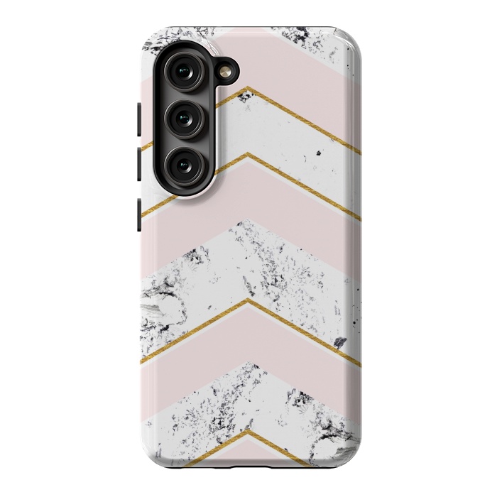 Galaxy S23 StrongFit Marble. Pink and gold by Julia Badeeva