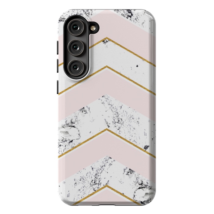 Galaxy S23 Plus StrongFit Marble. Pink and gold by Julia Badeeva