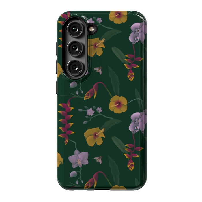 Galaxy S23 StrongFit Heliconia & Hibiscus by Tishya Oedit