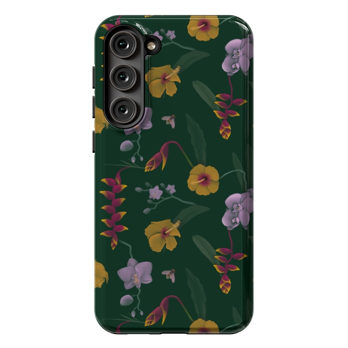Galaxy S23 Plus StrongFit Heliconia & Hibiscus by Tishya Oedit