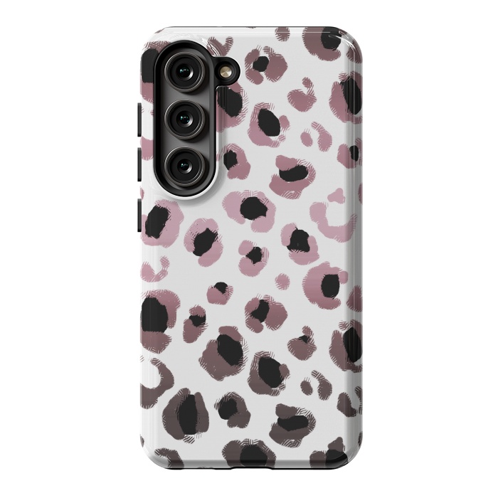 Galaxy S23 StrongFit Pink brown leopard print spots by Oana 
