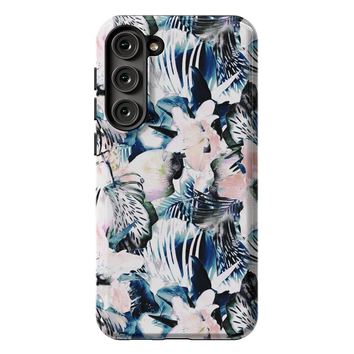 Galaxy S23 Plus StrongFit Jungle leaves and flowers by Oana 