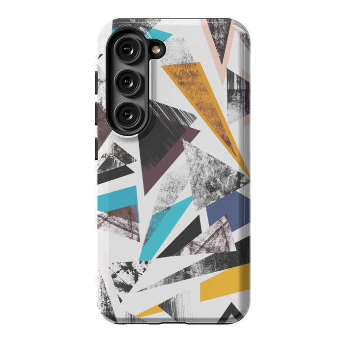 Galaxy S23 StrongFit Colorful textured triangles by Oana 