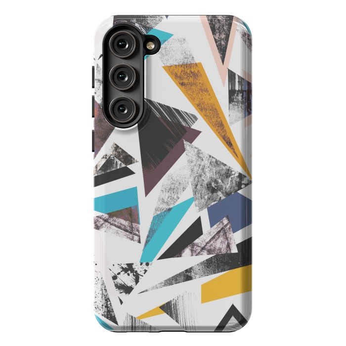 Galaxy S23 Plus StrongFit Colorful textured triangles by Oana 