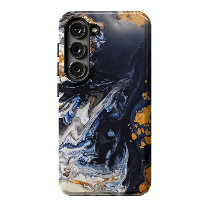Galaxy S23 StrongFit Black and golden abstract painting  by Winston