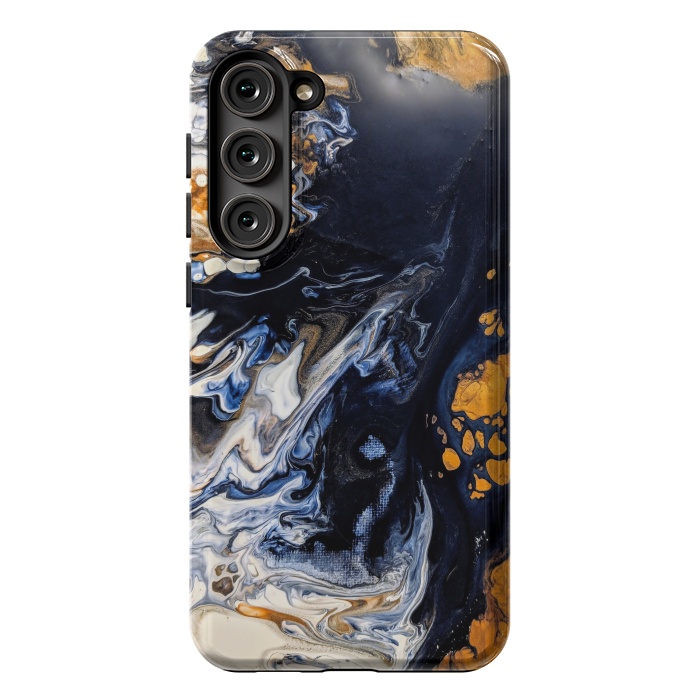Galaxy S23 Plus StrongFit Black and golden abstract painting  by Winston