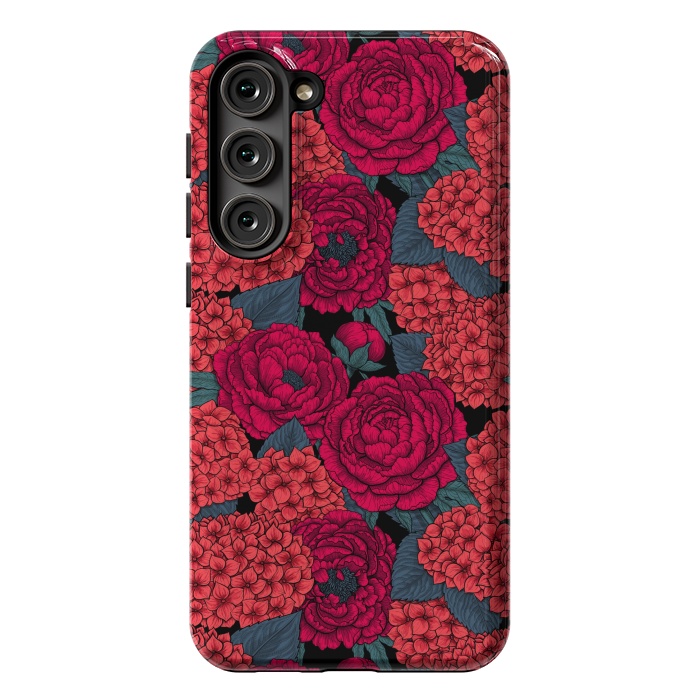 Galaxy S23 Plus StrongFit Peony and hydrangea in red by Katerina Kirilova