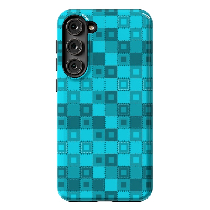 Galaxy S23 Plus StrongFit blue patchwork by MALLIKA