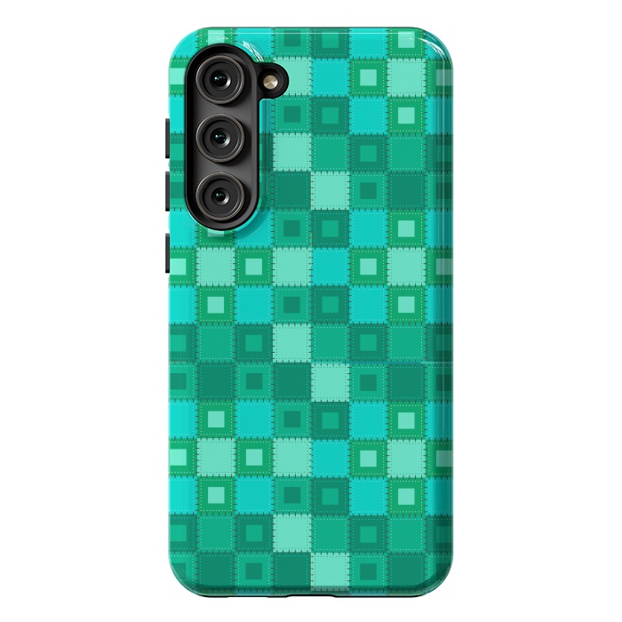 Galaxy S23 Plus StrongFit blue green patchwork by MALLIKA