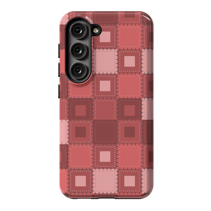 Galaxy S23 StrongFit RED WHITE PATCHWORK by MALLIKA