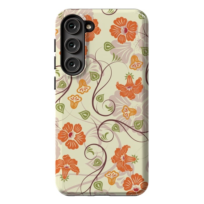 Galaxy S23 Plus StrongFit ORANGE TULIPS PATTERN 2 by MALLIKA