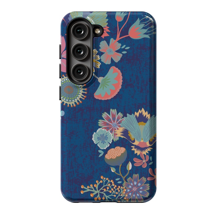 Galaxy S23 StrongFit Blue chinz florals by Nina Leth