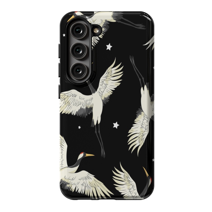 Galaxy S23 StrongFit black white birds by haroulita