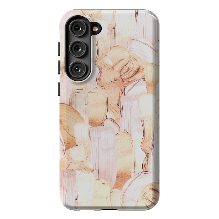 Galaxy S23 Plus StrongFit Blush Faux Gold Copper Acrylic Brush Strokes by  Utart