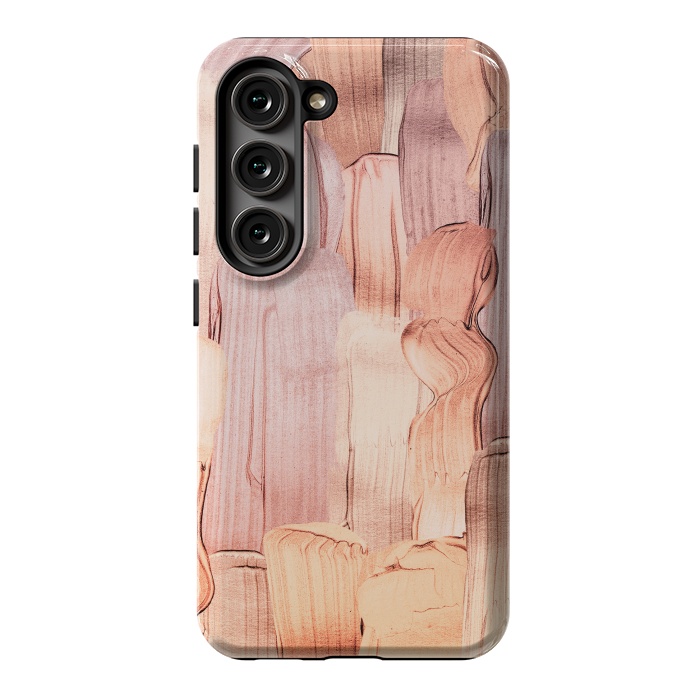 Galaxy S23 StrongFit Copper Blush Gold  Acrylic Brush Strokes by  Utart
