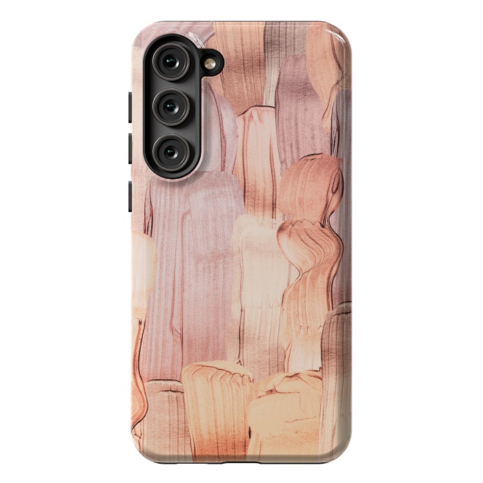 Galaxy S23 Plus StrongFit Copper Blush Gold  Acrylic Brush Strokes by  Utart