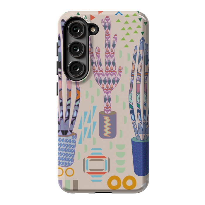 Galaxy S23 StrongFit Cactus desert with pattern by Nina Leth