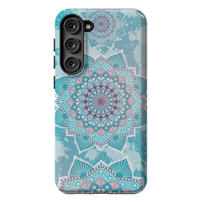 Galaxy S23 Plus StrongFit Flower mandala turquoise blue by Jms