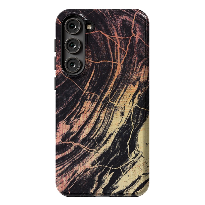 Galaxy S23 Plus StrongFit Gold marble brush strokes by Oana 