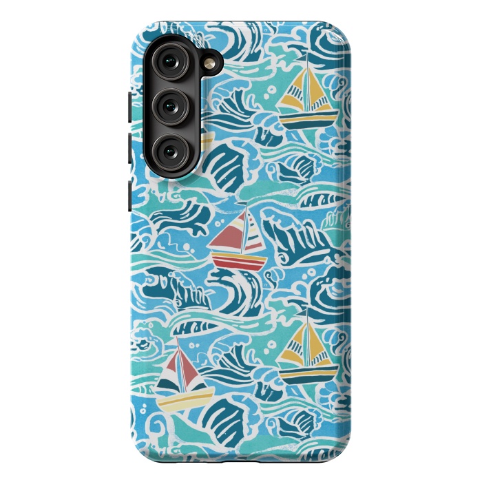 Galaxy S23 Plus StrongFit Sailboats & Waves by Tangerine-Tane