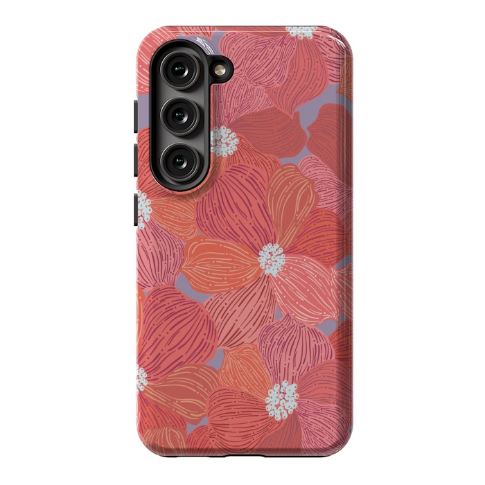 Galaxy S23 StrongFit Coral floral by Nina Leth