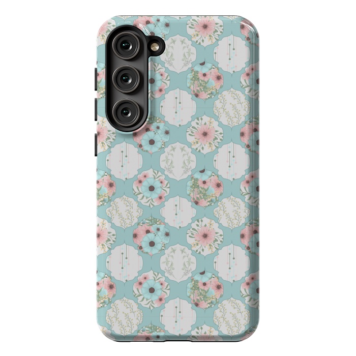 Galaxy S23 Plus StrongFit BLUE FLORAL PATCHWORK  by MALLIKA