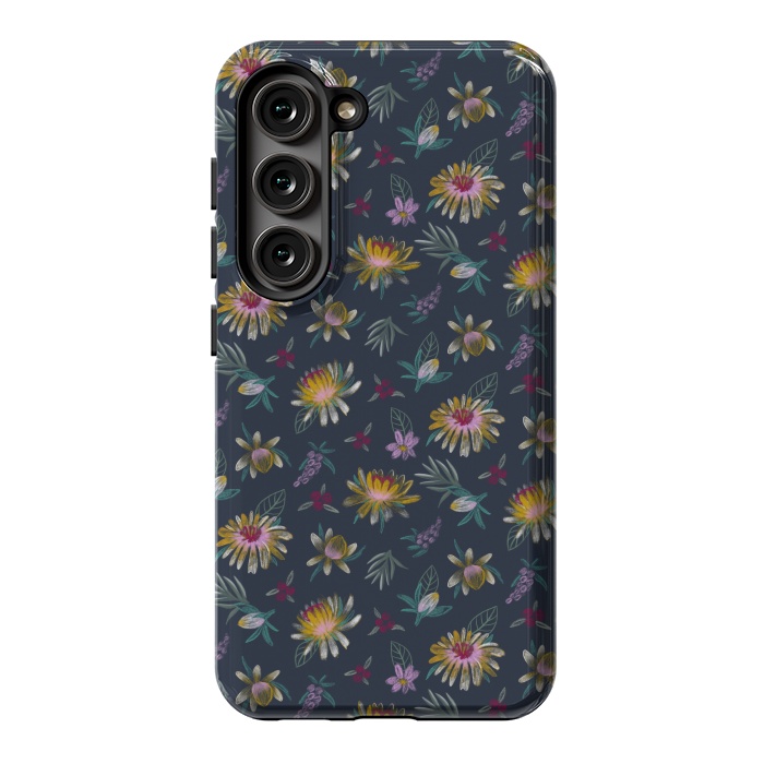 Galaxy S23 StrongFit Blue Floral by Tishya Oedit